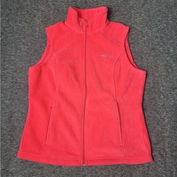 Columbia Vest Womens Size M Pink Fleece Full Zip Lightweight Jacket - Picture 1 of 11